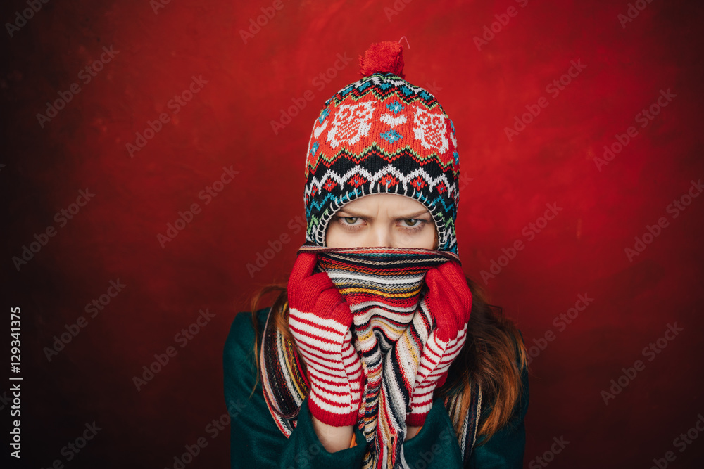 Woman in winter hat smiling
