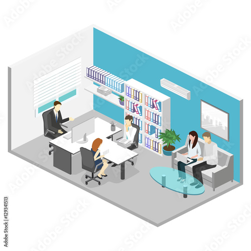 isometric interior of director's office.