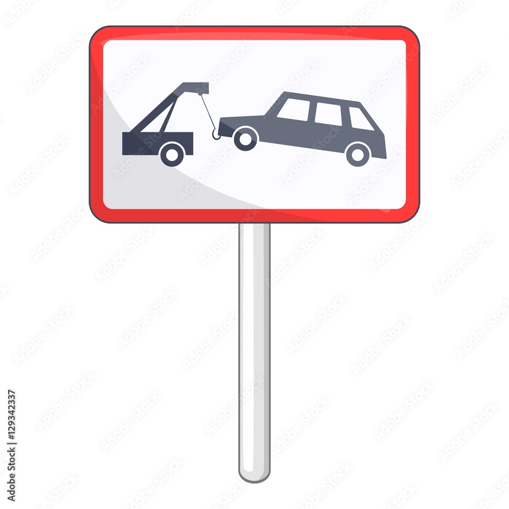 Tow away no parking sign icon. Cartoon illustration of no parking sign vector icon for web design Tow away no parking sign icon. Cartoon illustration of no parking sign vector icon for web design