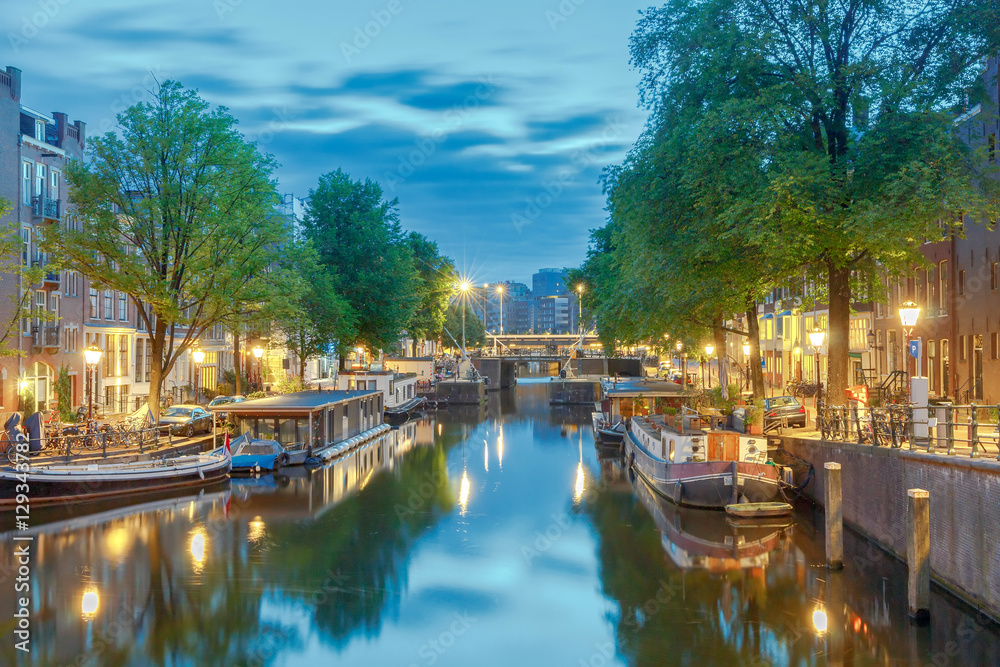 Amsterdam. City Canal at dawn.