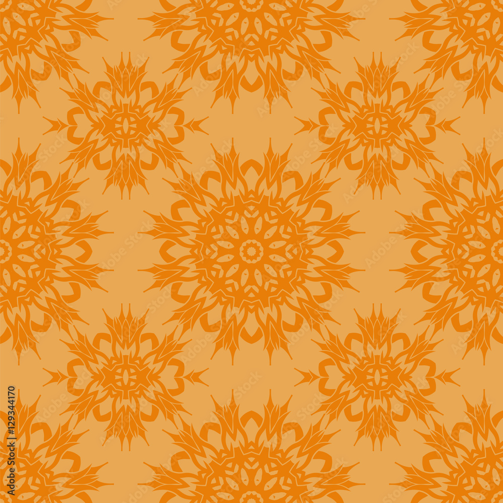 Fototapeta premium Orange Ornamental Seamless Line Pattern. Endless Texture. Oriental Geometric Ornament
