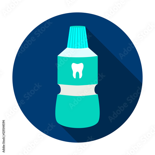 Bottle of mouthwash icon in flat style isolated on white background. Dental care symbol stock vector illustration.