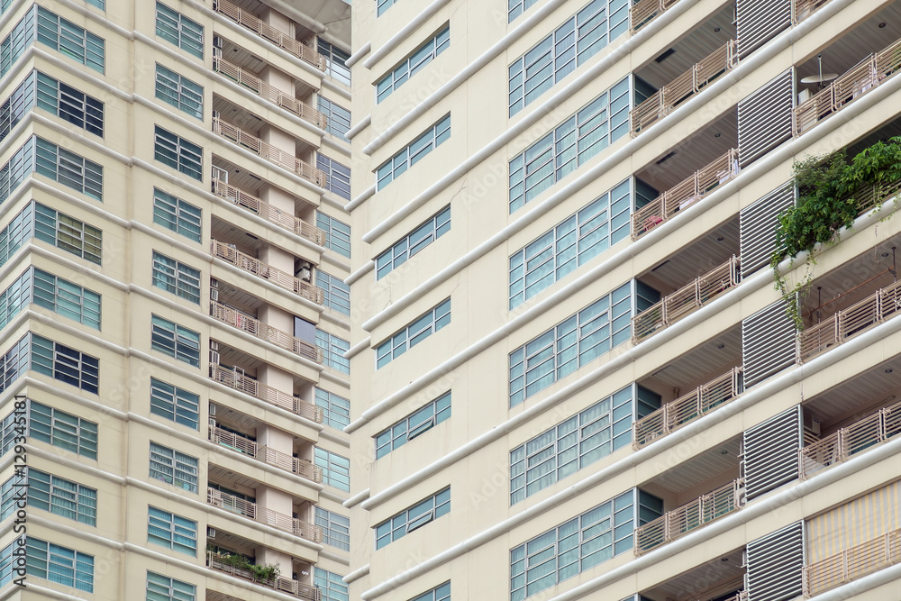 Fototapeta premium Apartment building / View of balconies of apartment building.