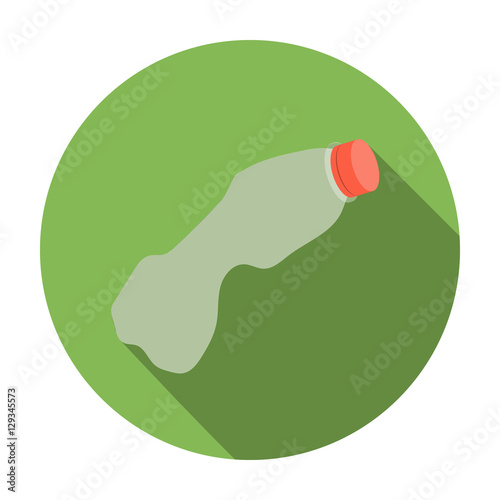Crumpled plastic bottle icon in flat style isolated on white background. Trash and garbage symbol stock vector illustration.