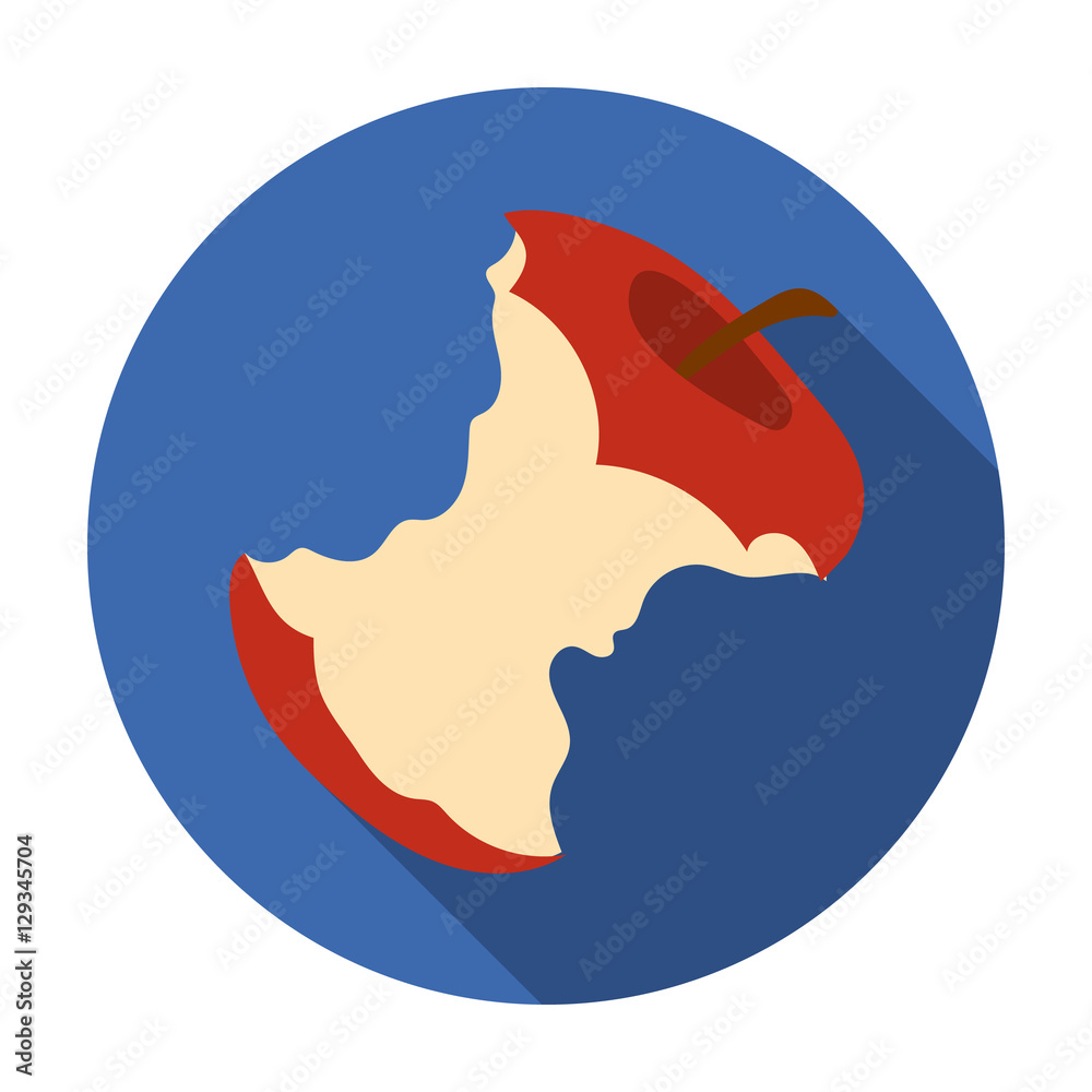 Stub of apple icon in flat style isolated on white background. Trash ...