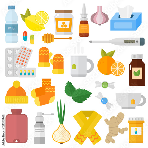 Influenza flu icons vector set.