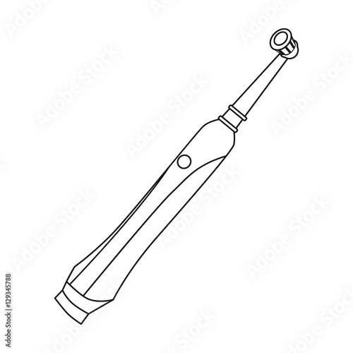 Electric toothbrush icon in outline style isolated on white background. Dental care symbol stock vector illustration.