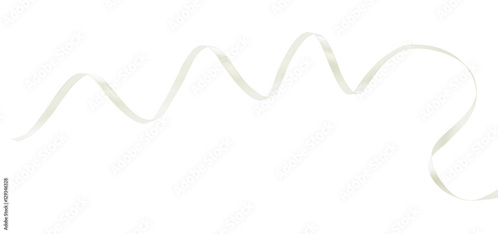 White silk twisted ribbon isolated on white