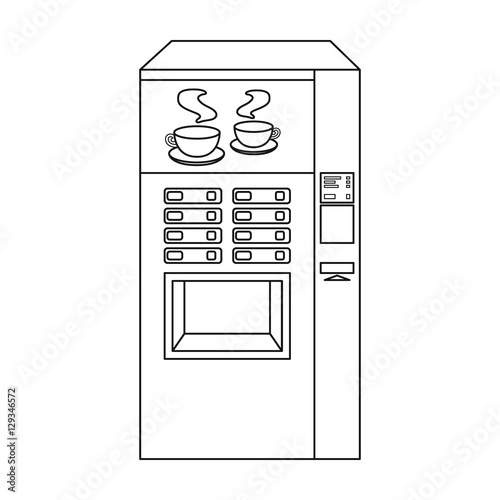 Office coffee vending machine icon in outline style isolated on white background. Office furniture and interior symbol stock vector illustration.