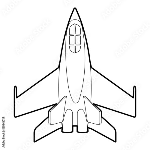 Military jet icon. Outline illustration of military jet vector icon for web
