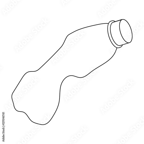 Crumpled plastic bottle icon in outline style isolated on white background. Trash and garbage symbol stock vector illustration.