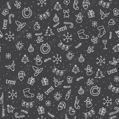 christmas holidays items and sybmol icons seamless pattern