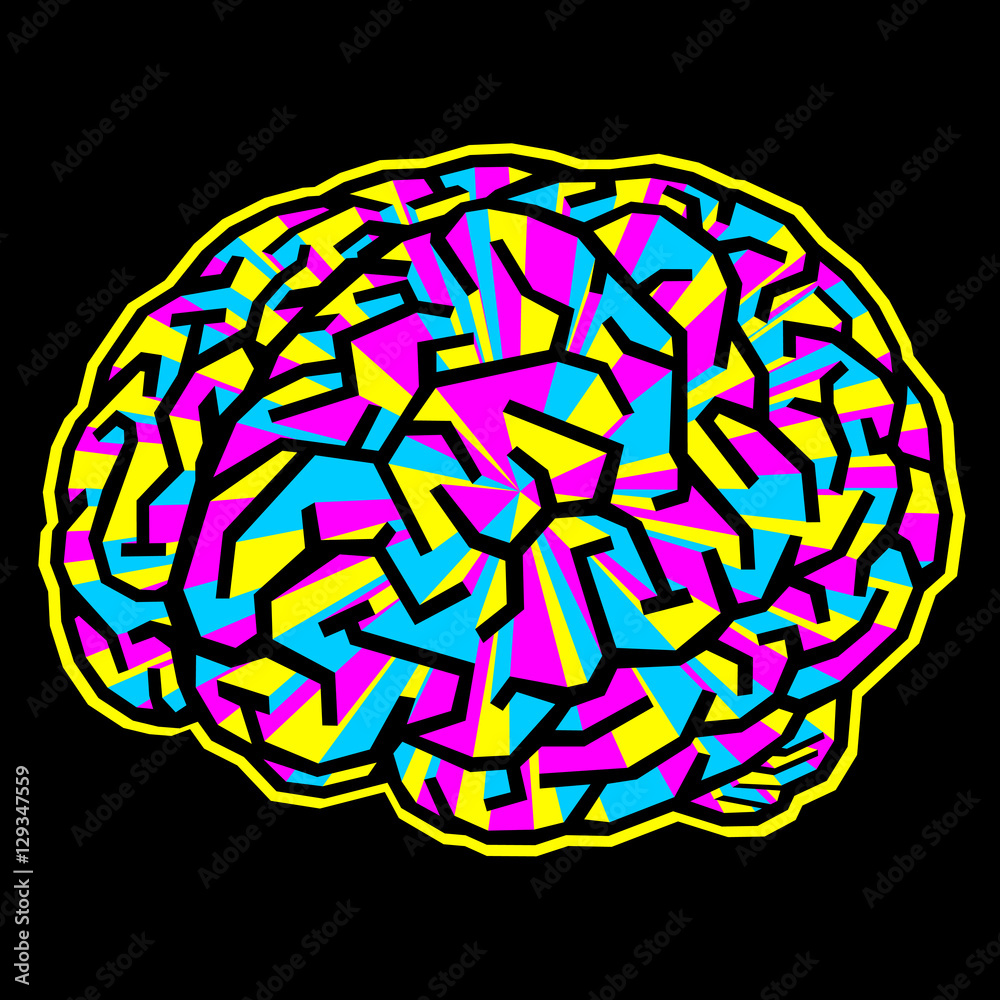 The brain is like a maze and painted to CMYK The brain is like a maze and painted to CMYK
