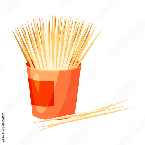 Toothpicks icon in cartoon style isolated on white background. Dental care symbol stock vector illustration.