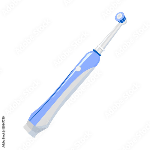 Electric toothbrush icon in cartoon style isolated on white background. Dental care symbol stock vector illustration.