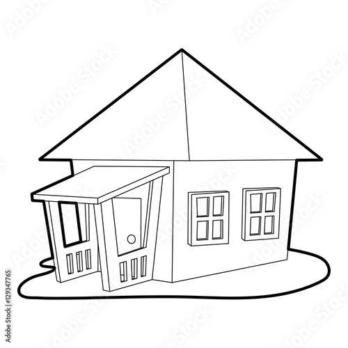 Bungalow icon. Outline illustration of bungalow vector icon for web