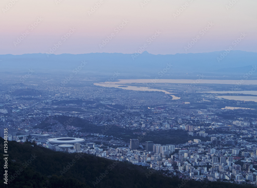 Brazil, City of Rio de Janeiro, City viewed from the Corcovado Mountain.