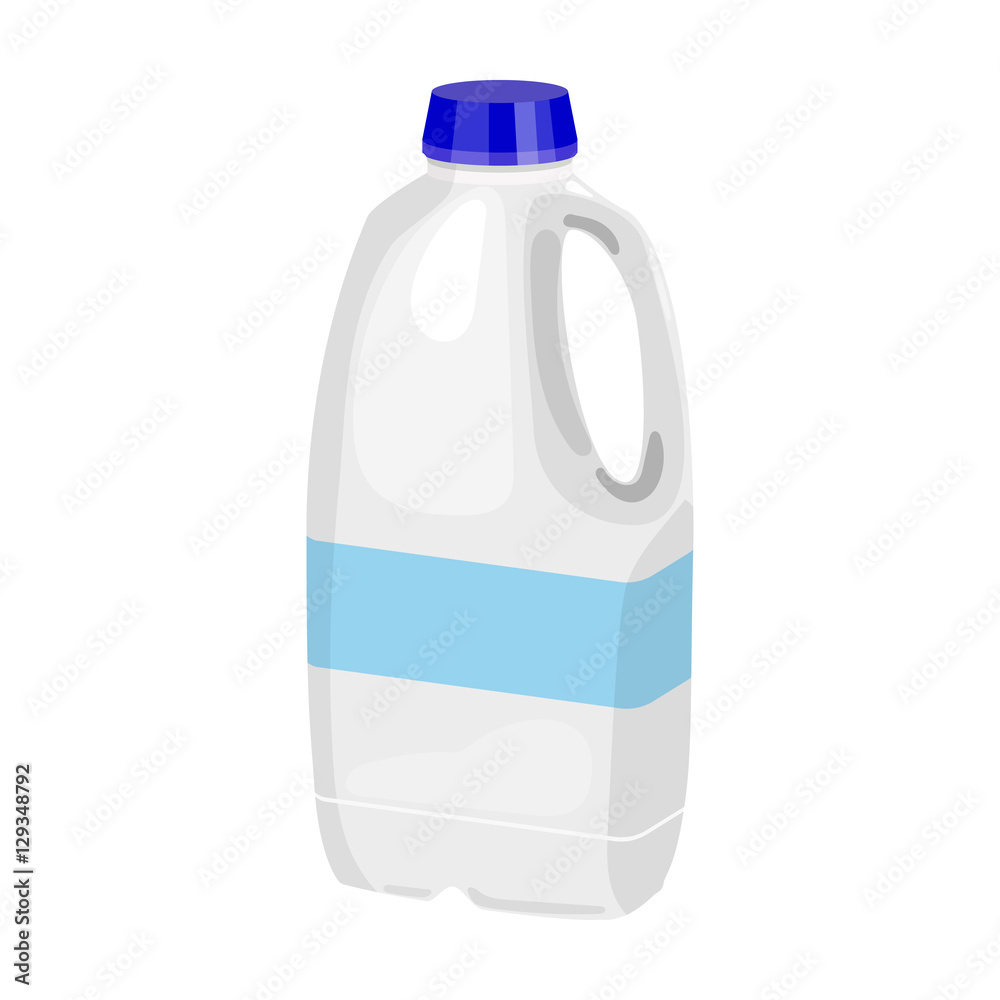 Gallon plastic milk bottle icon in cartoon style isolated on white  background. Milk product and sweet symbol stock vector illustration. Stock  Vector | Adobe Stock
