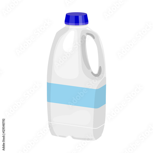 Gallon plastic milk bottle icon in cartoon style isolated on white background. Milk product and sweet symbol stock vector illustration.