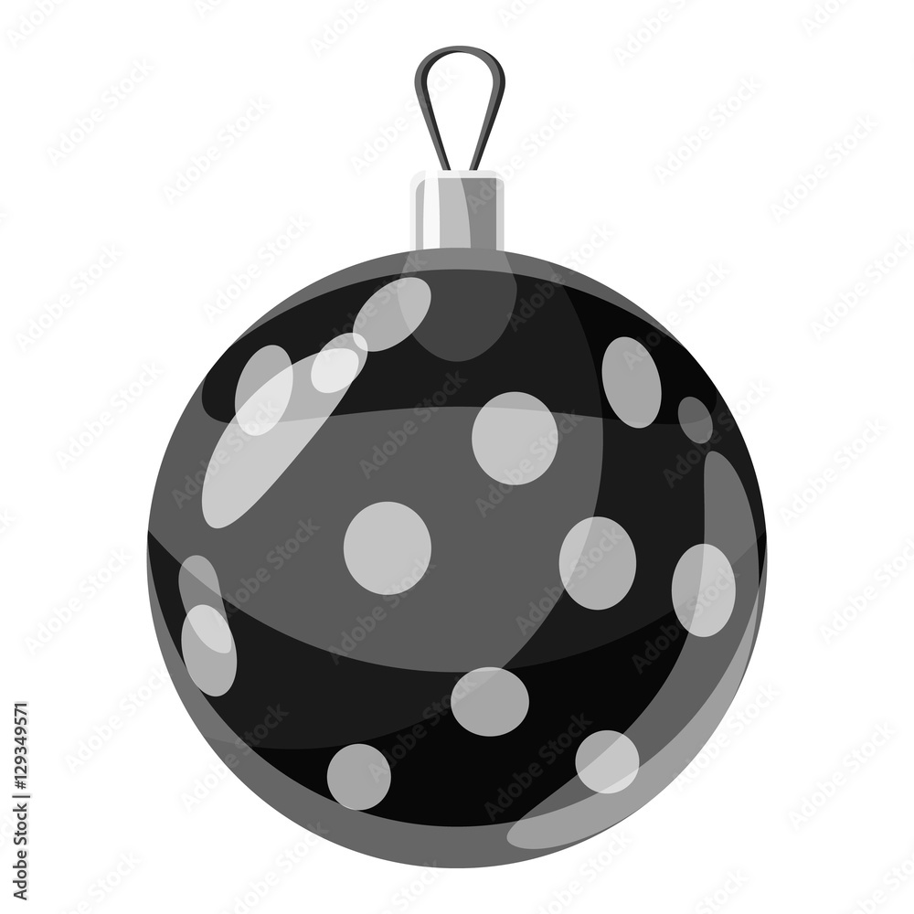 Round christmas ball icon. Gray monochrome illustration of round christmas ball vector icon for web