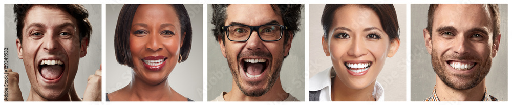 Obraz premium Happy people faces set