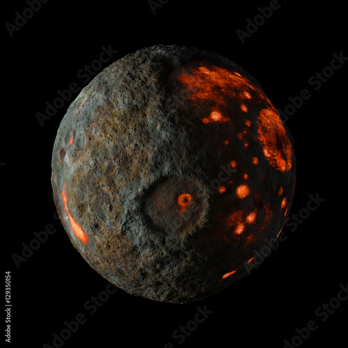 Fototapeta Naklejka Na Ścianę i Meble -  Alien hot planet on black background 3d rendering.