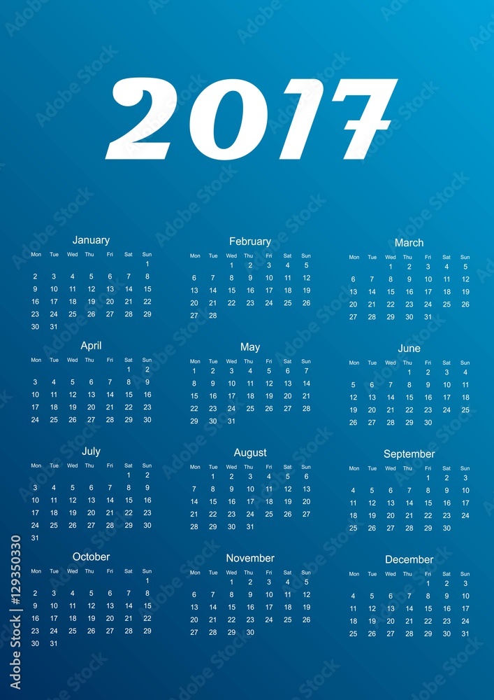 Calendar for 2017 year. Vector illustration. Calendar for 2017 year. Vector illustration.