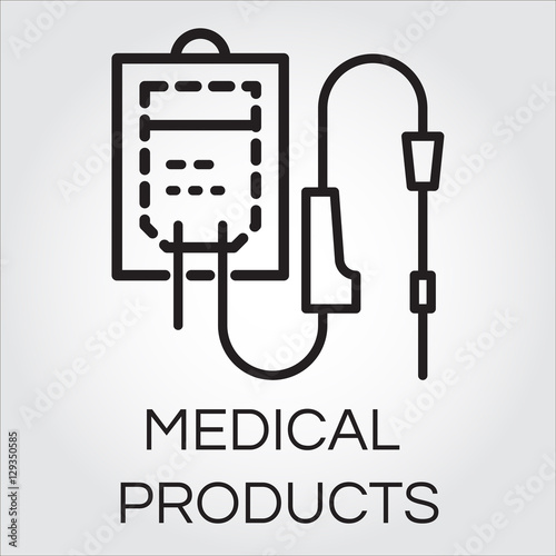 Sketch icon of intravenous dropper drawn in outline style