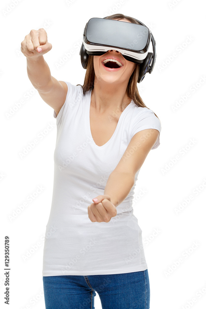 Woman with virtual reality goggles Woman with virtual reality goggles