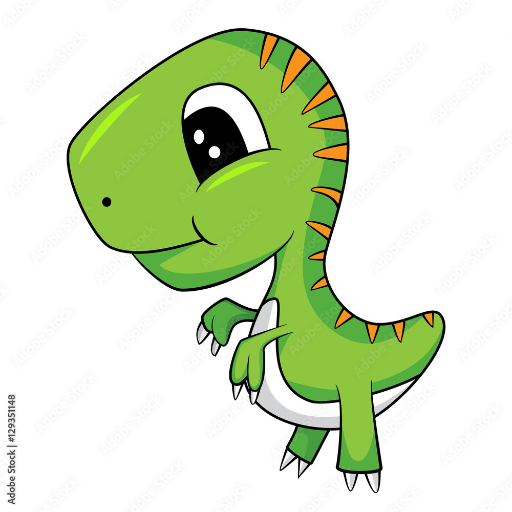 Fototapeta premium Illustration of Cute Cartoon of Green Baby T-Rex Dinosaur. Vector EPS 8. 