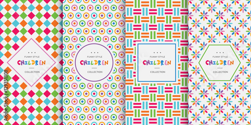 Bright colorful seamless patterns for baby style