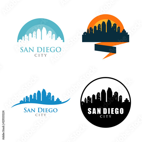 San Diego City Skyline Landscape Logo Symbol Set photo