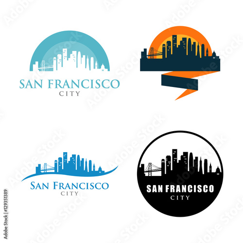 San Francisco City Skyline Landscape Logo Symbol Set