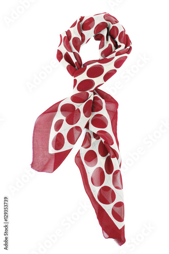 Fototapeta Naklejka Na Ścianę i Meble -  Red silk scarf isolated on white background.