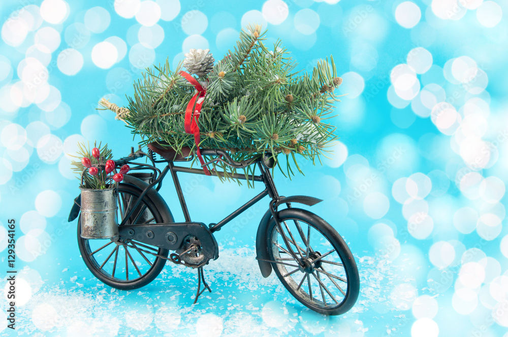 toy bicycle with christmas decorations