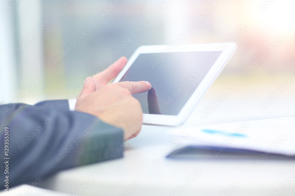 man holding digital tablet, closeup man holding digital tablet, closeup