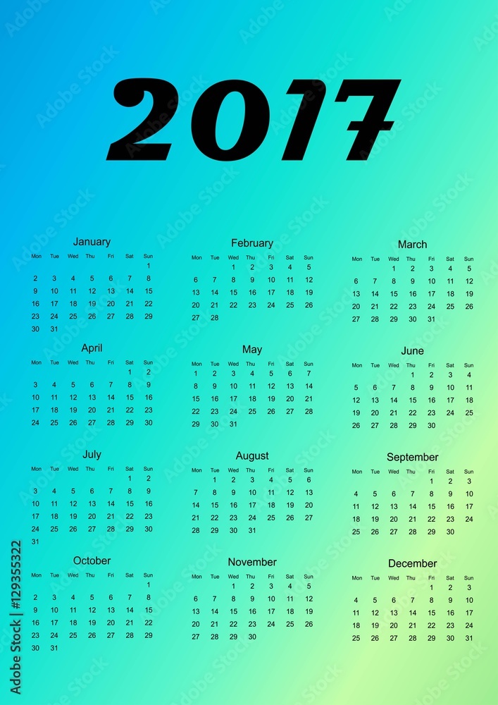 Calendar for 2017. Design element. Vector illustration. Calendar for 2017. Design element. Vector illustration.