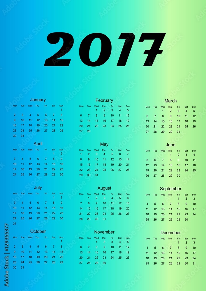 Calendar for 2017. Design element. Vector illustration. Calendar for 2017. Design element. Vector illustration.
