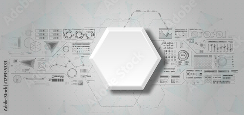 set of black and white infographic elements. futuristic user interface HUD