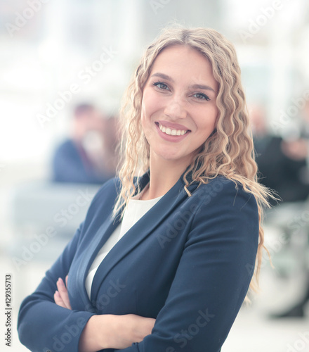 Portrait of happy smiling business woman