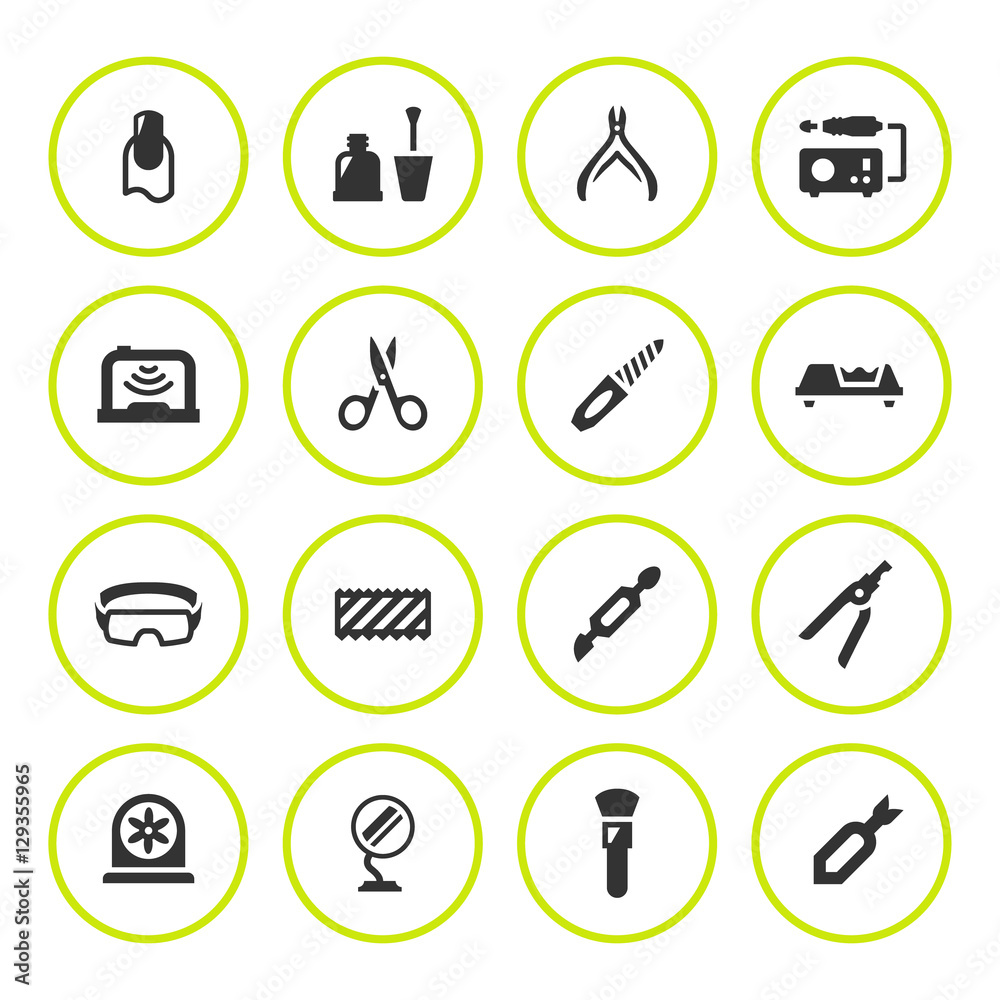 Set round icons of manicure Set round icons of manicure