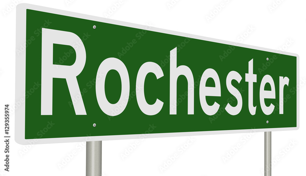 A 3d rendering of a green highway sign for Rochester A 3d rendering of a green highway sign for Rochester