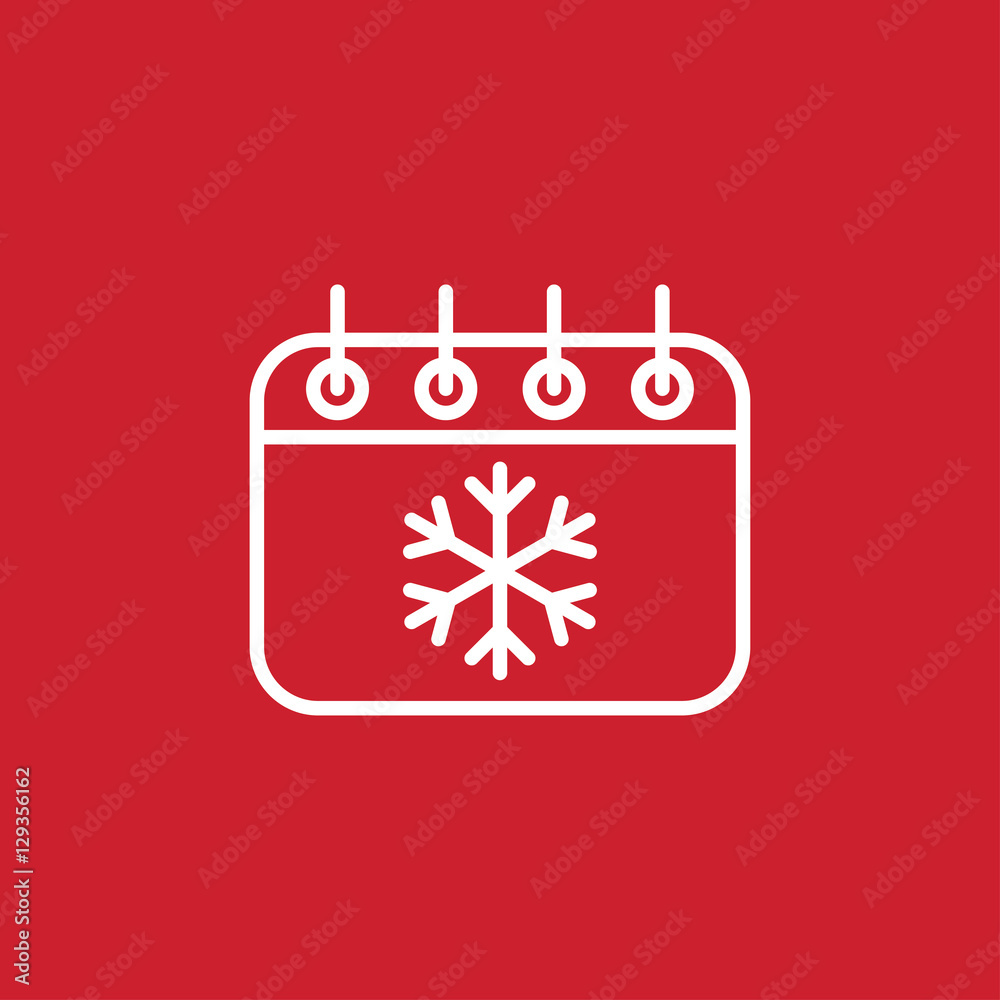 calender date schedule desember snowflake winter xmas christmas date holiday day celebration appointment winter white on red background outline thin line vector icon calender date schedule desember snowflake winter xmas christmas date holiday day celebration appointment winter white on red background outline thin line vector icon