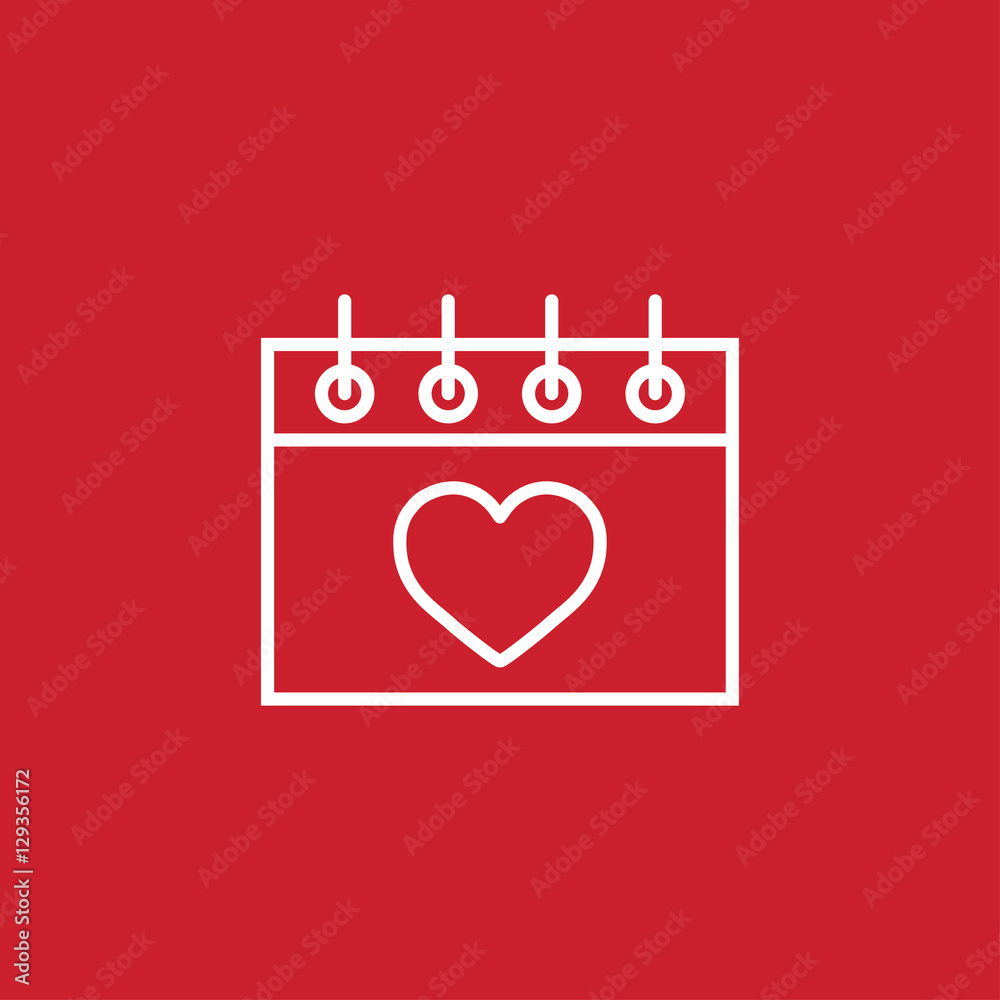 calender date schedule winter date holiday valentine day love celebration appointment winter white on red background outline thin line vector icon calender date schedule winter date holiday valentine day love celebration appointment winter white on red background outline thin line vector icon