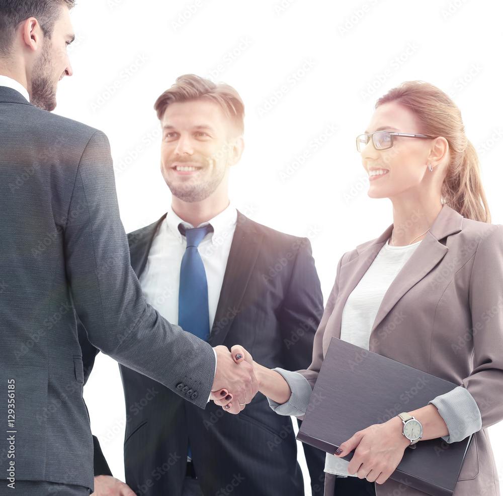 Business people shaking hands during a meeting