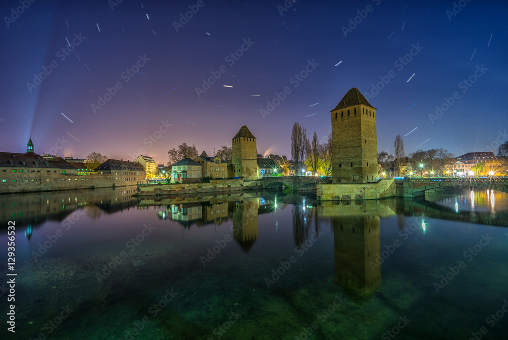 Fototapeta premium Strasbourg, medieval bridge Ponts Couverts is located in the historic district 