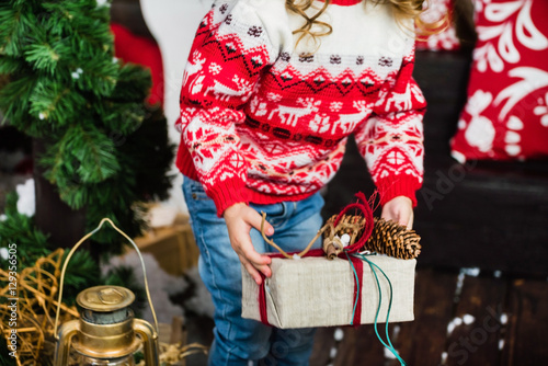 nice girl with Chrismtas present