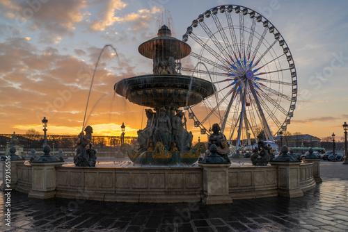 Fountain at Place de la Concorde in Paris France