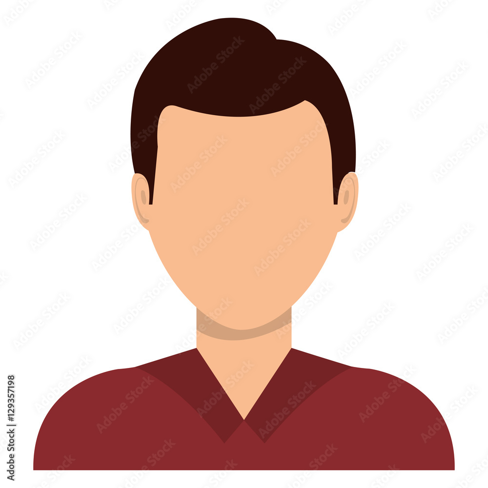 Male profile avatar with brown hair over white background, vector ...
