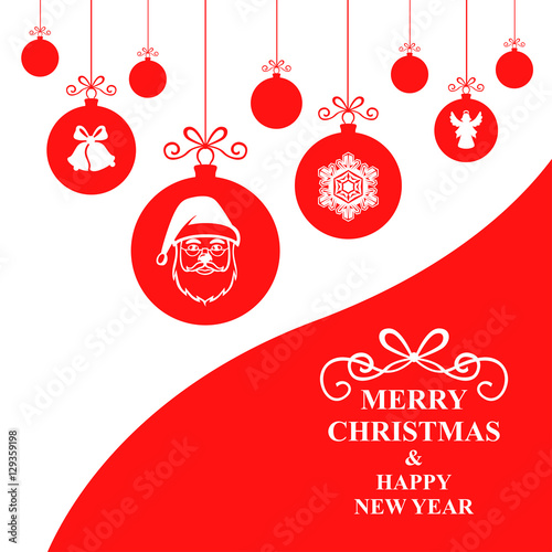 Christmas card with hang decorative balls